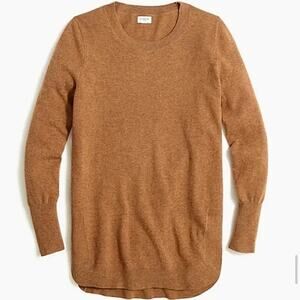 J. Crew Womens Fall Knit Merino Wool Blend Tunic Sweater Size XS Heather‎ Camel